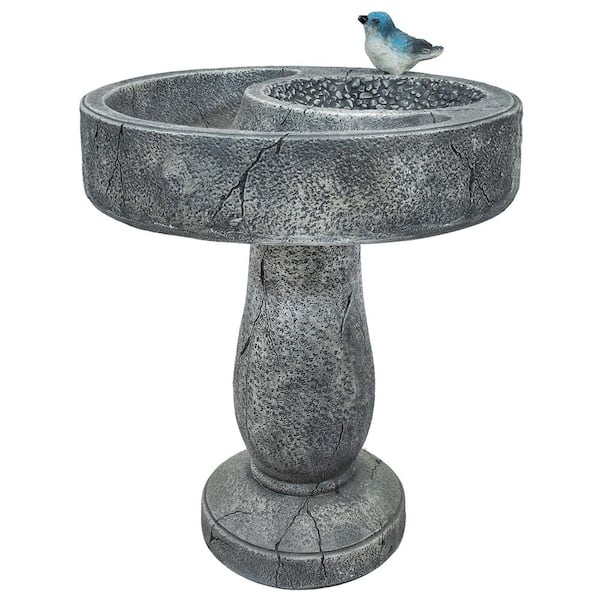 Sunnydaze Bird Bath with Birdseed Feeder Compartment - 29"