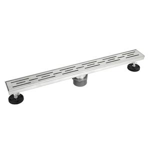 Shower Linear Drain 36 in. Brushed 304 Stainless Steel Stripe Pattern Grate with Adjustable Leveling Feet