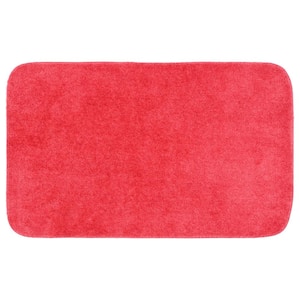 30 in. x 50 in. Pink Hibiscus Traditional Plush Nylon Rectangle Bath Rug