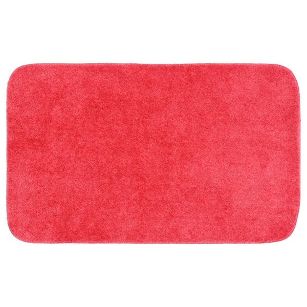 Garland Rug 30 in. x 50 in. Pink Hibiscus Traditional Plush Nylon Rectangle Bath Rug