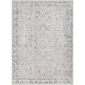 Allal Gray 5 ft. x 7 ft. Medallion Machine-Washable Indoor Area Rug
