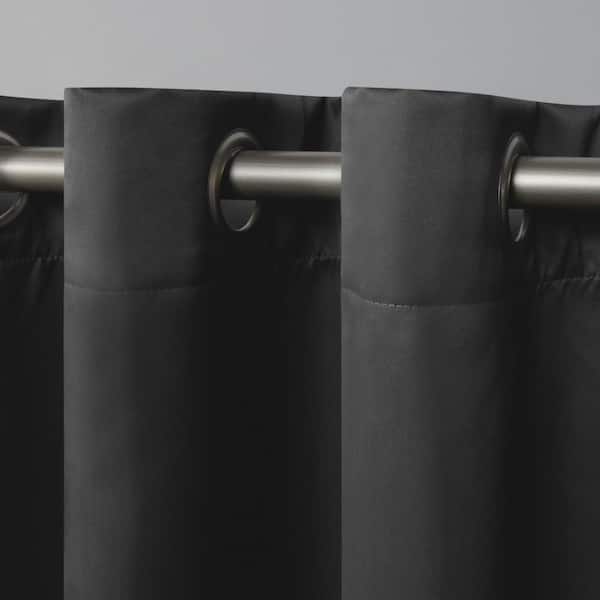 Academy Charcoal Solid Blackout Grommet Top Curtain, 52 in. W x 84 in. L (Set of 2)