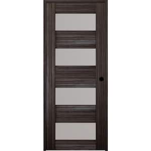 Della 18 in. x 79.375 in. Left-Hand Frosted Glass Gray Oak Solid Core 4-Lite Wood Composite Single Prehung Interior Door