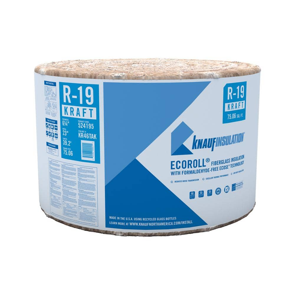 Knauf Insulation R-19 EcoRoll Kraft Faced Fiberglass Insulation Roll 6 ...