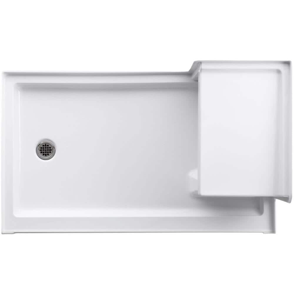 Tresham 60" x 36" White Acrylic Shower Base with Integral Seat