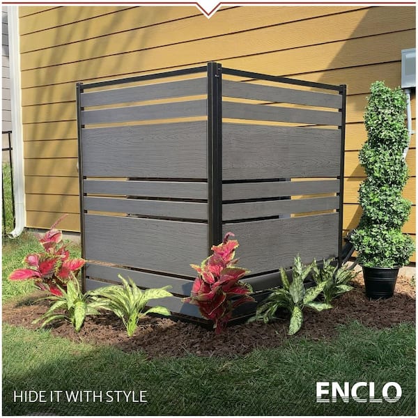 Vienna 4 ft. H x 3.3 ft. W Charcoal Color Woodtek Vinyl Decorative Screen Panel (Includes 2-Panels)