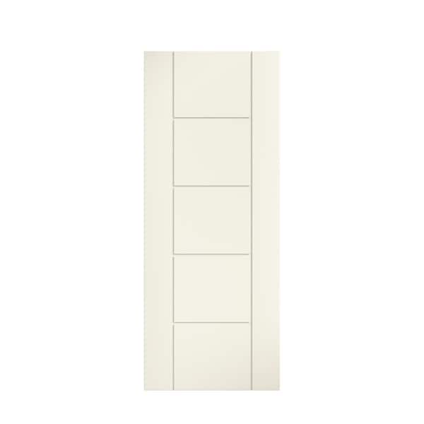 eightdoors 24 in. x 80 in. x 1-3/8 in. Contemporary U-Grooved Design (Portland) White Finished Core Flush Wood Interior Door Slab