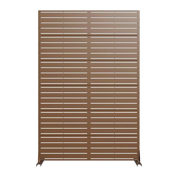 SpassWay 6 ft. H x 4 ft. Metal Privacy Screen Free Standing Brown