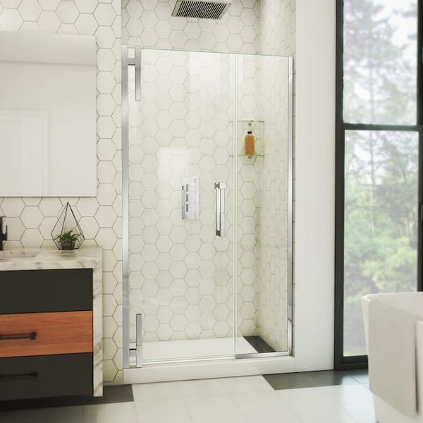 DreamLine Ascend 43.5 in. W x 72 in. H Pivot Frameless Shower Door in Chrome