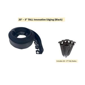 20 ft. L x 2 in. W x 3 in. H Black Tall Resin Innovative Edge No Dig Edging with 9 in. Poly Stakes (10-Quantity)