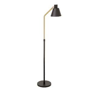 Elmer 63 in. 2-Tone Blackened Bronze and Brass Floor Lamp