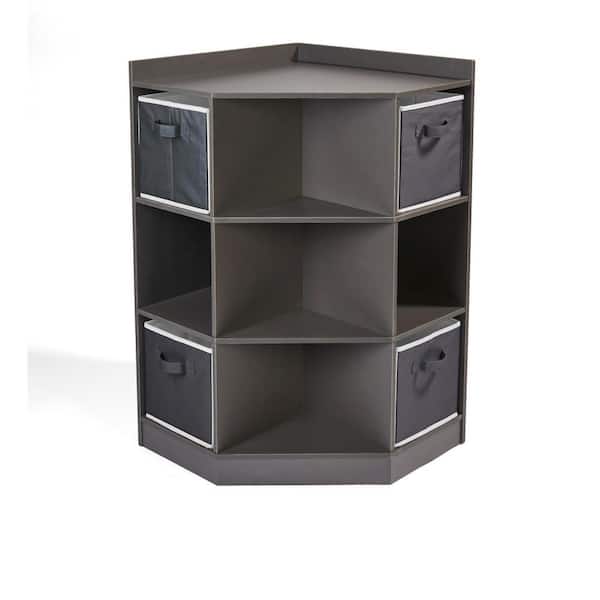 Charcoal Corner Cubby Storage Unit with Four Reversible Baskets