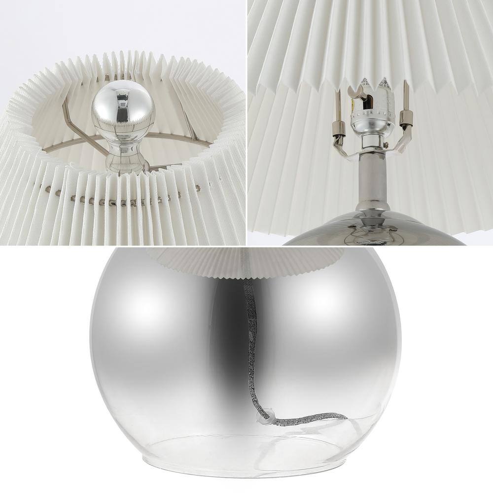 Louisa 22.5" Smoke Gradient Glass and Chrome Table Lamp with Pleated Shade