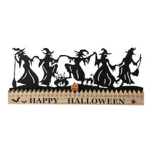 7.5 in. H Halloween Wooden and Metal Dancing Witch Silhouette Countdown Table Sign
