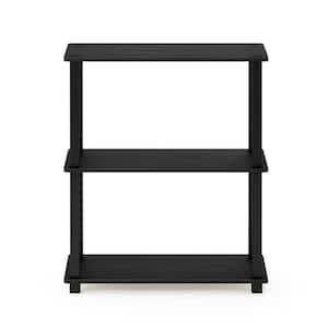29.5 in. Americano/Black 3-shelf Etagere Bookcase with Open Back