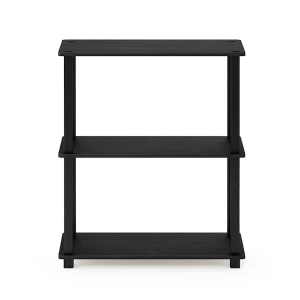 null 29.5 in. Americano/Black 3-shelf Etagere Bookcase with Open Back