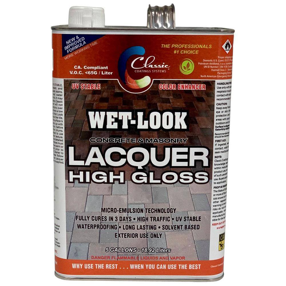 Classic Coatings Systems 1 Gal Cw433 Clear Wet Look Lacquer Exterior Concrete Sealer Cw433 1gl