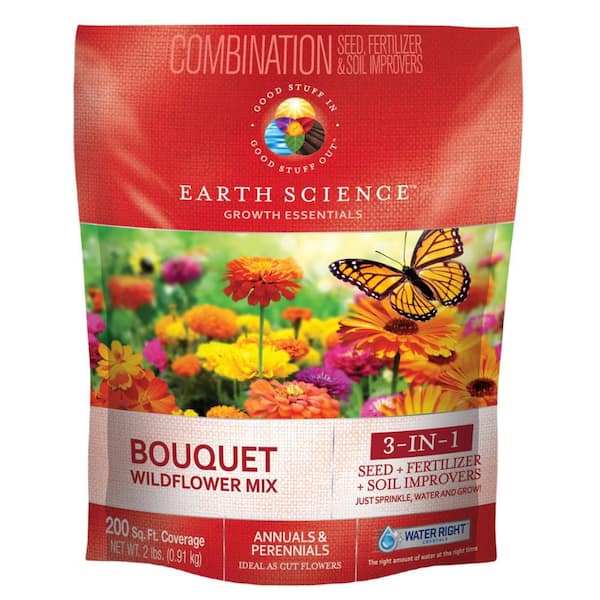 EARTH SCIENCE 2 lb. Bouquet All-in-One Wildflower Mix with Seed, Plant Food and Soil Conditioners