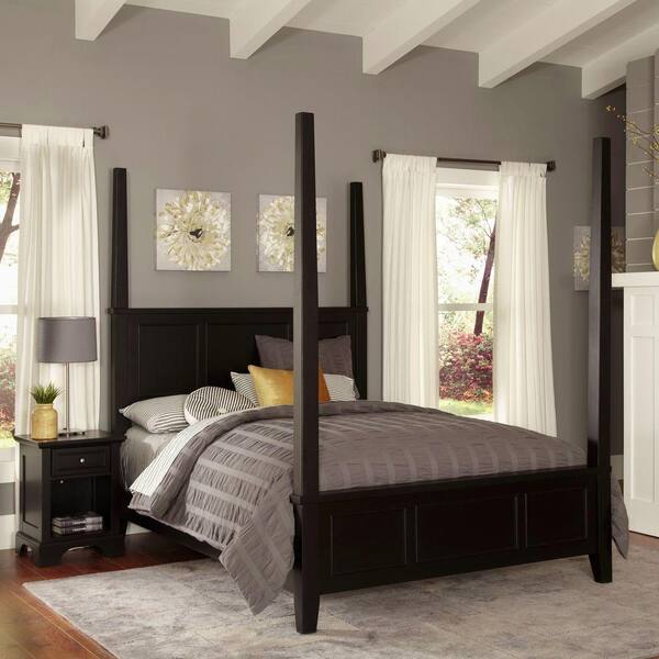 Homestyles Bedford Black King Poster, Black Queen Poster Bed