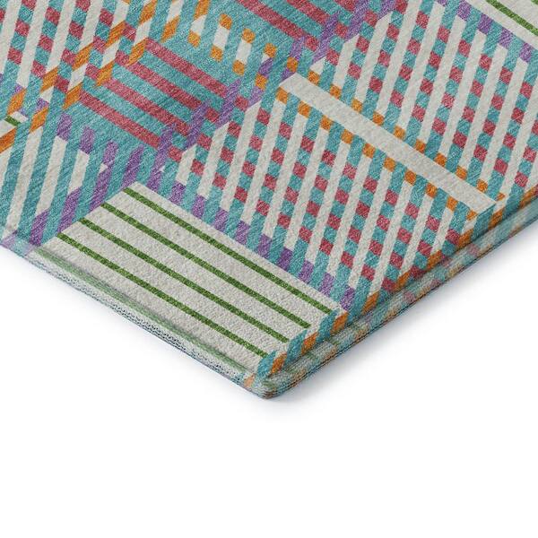 Mayfield Premium Machine Washable Abstract AMF1000 White 10 ft. x 14 ft. Area Rug