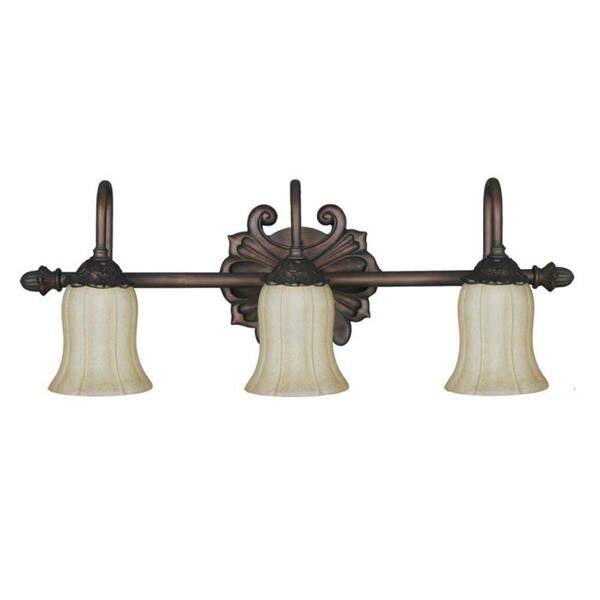 DSI 3-Light Rubbed Bronze with Fluted Glass Vanity Light