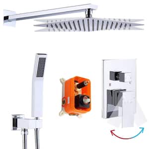 1-Spray 10 in. Wall Mount Fixed and Handheld Dual Shower Head 2.5 GPM in Chrome