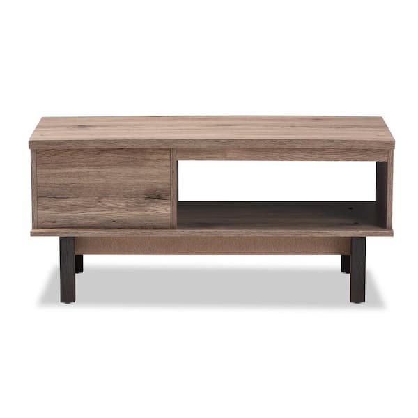 omdraaien Verschuiving schoolbord Baxton Studio Arend 40 in. Oak/Black Medium Rectangle Wood Coffee Table  with Drawers 153-9179-HD - The Home Depot