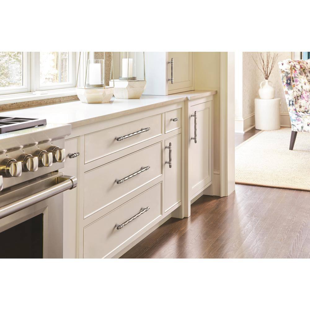 Amerock London 3-3/4 inch (96mm) Center-to-Center Satin Nickel/Polished Chrome Cabinet Pull