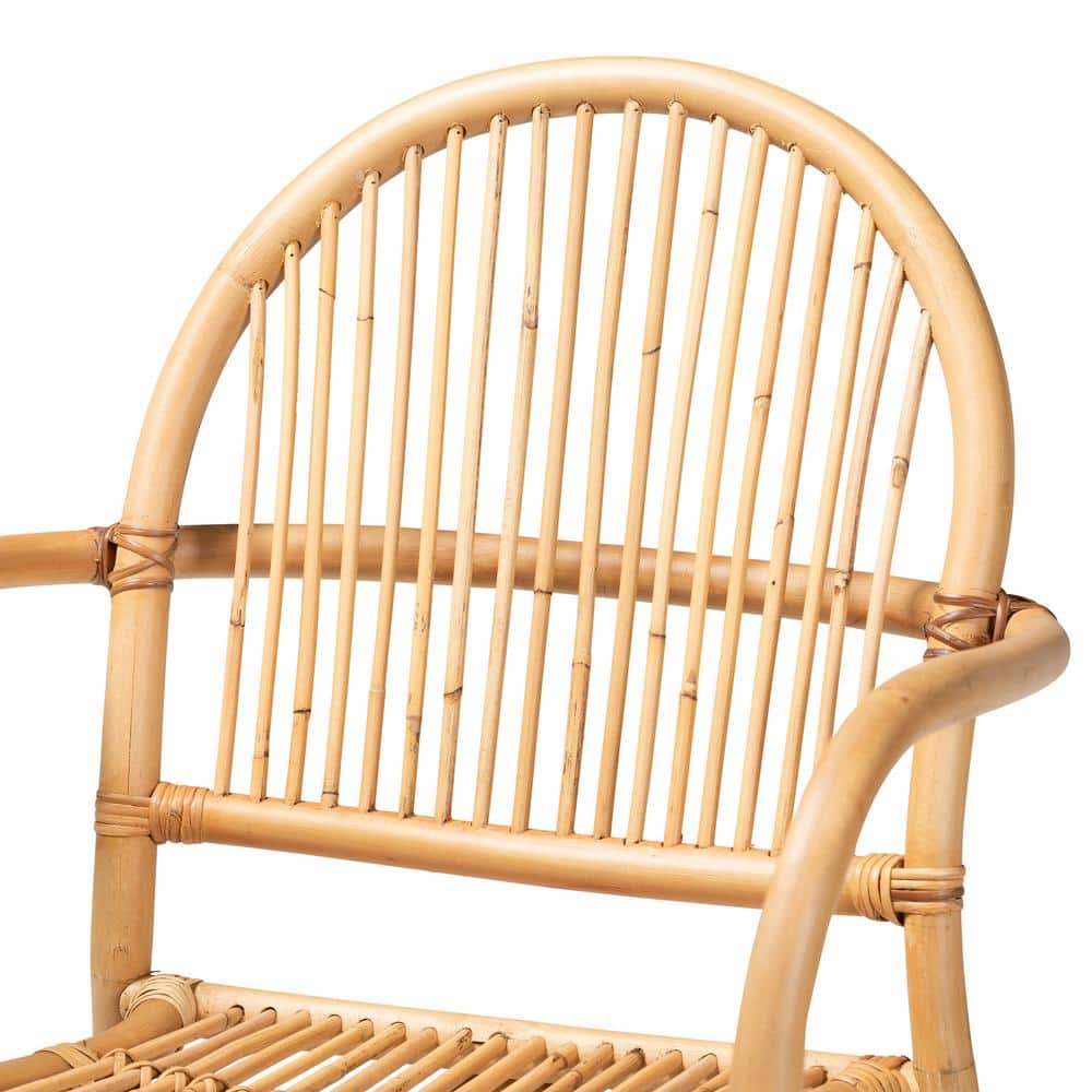 Natural Brown Rattan Curved Back Counter Stool