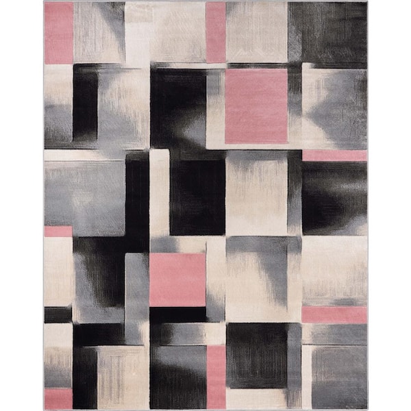 Well Woven Good Vibes Blush Pink 9 ft. 3 in. x 12 ft. 6 in. Louisa Modern Geometric Area Rug