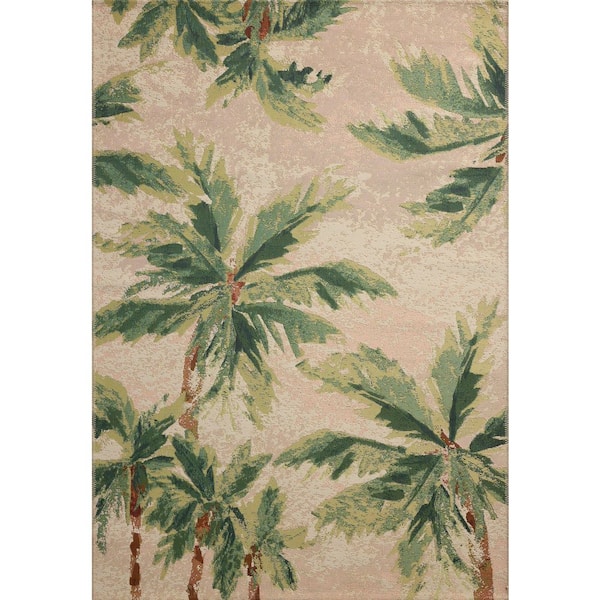 Loloi Botanical Clay / Green 3 ft. 3 in. x 3 ft. 3 in. Round Indoor/Outdoor Area Rug