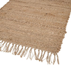 Handmade Jute Natural 27 in. x 45 in. Solid Accent Rug