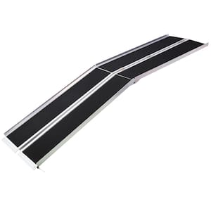 8 ft. Aluminium 700 lbs. Capacity Portable and Foldable Wheelchair Ramps in Black with Non-Skid Surface