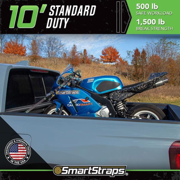 10 ft. Green Tactical Ratchet Tie Down Straps with 500 lb. Safe Work Load - 2 pack