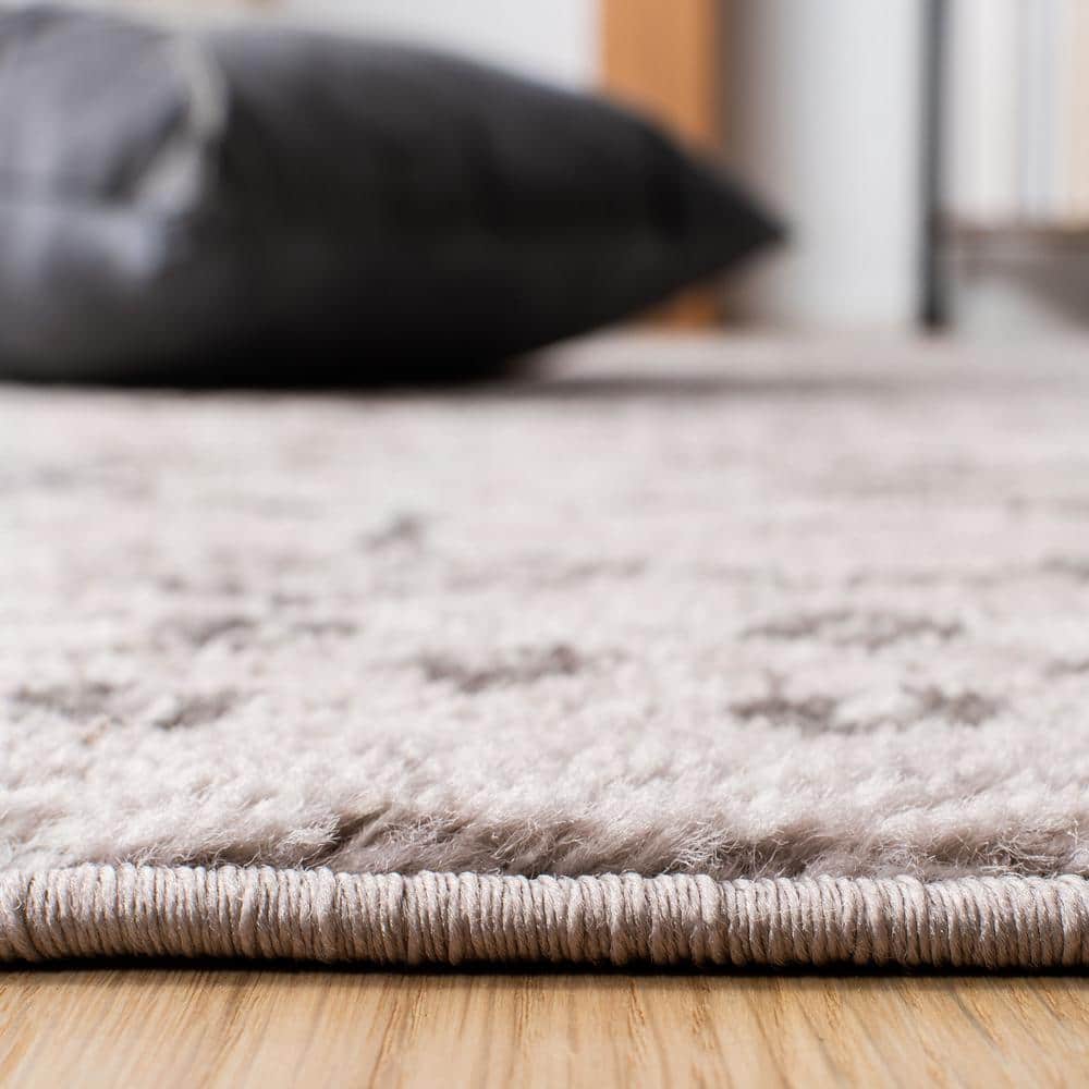 Gray Synthetic Stain-Resistant Square Rug, 9' x 9'