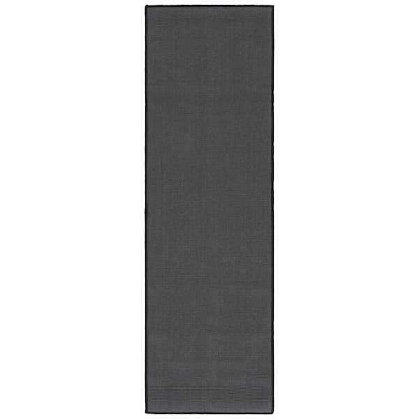 Natural Fiber 3 ft. x 6 ft. Charcoal/Charcoal Modern Solid Color Runner Rug