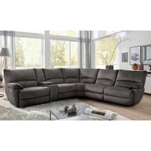 Sorara 121 in. Polyester L-shaped Power Sectional Sofa in Gray with Storage Console