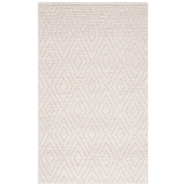 SAFAVIEH Natura 4 ft. x 6 ft. Ivory Diamond High-Low Solid Color Area ...