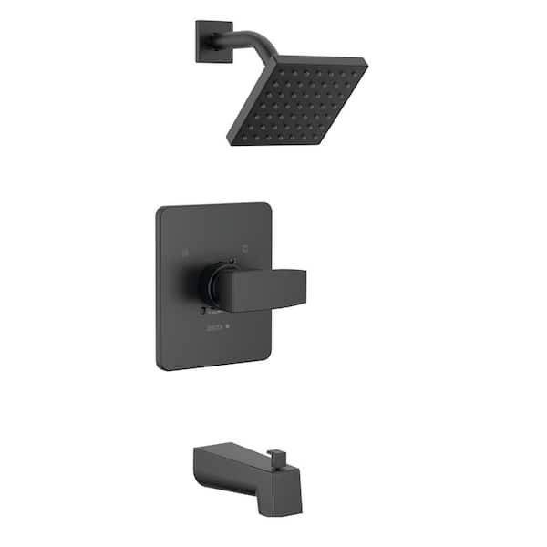 Delta Modern Angular 1-Handle Wall Mount Tub and Shower Trim Kit in Matte Black (Valve Not Included)