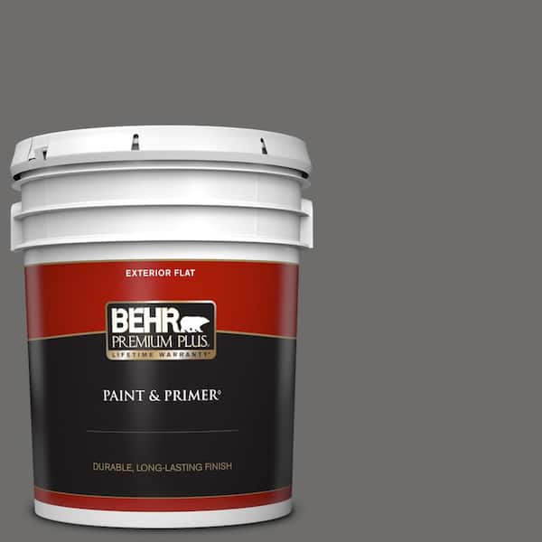 BEHR PREMIUM PLUS 5 gal. #780F-6 Dark Granite Flat Exterior Paint & Primer