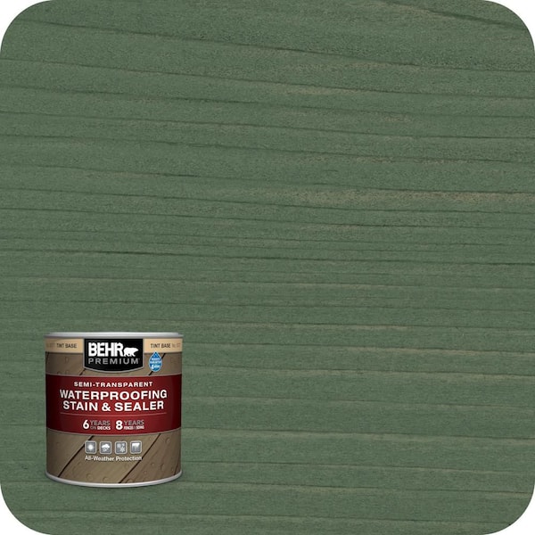 BEHR PREMIUM 8 oz. #ST-126 Woodland Green Semi-Transparent Waterproofing Exterior Wood Stain and Sealer Sample