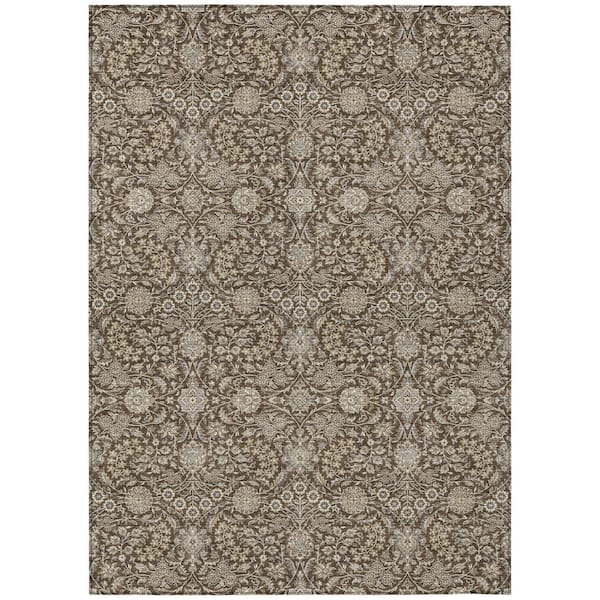 Chantille Machine Washable Indoor/Outdoor Abstract ACN3101 Chocolate 9 ft. x 12 ft. Area Rug