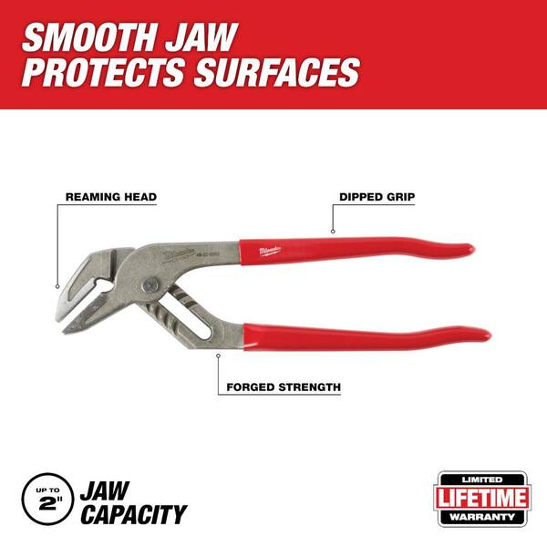 Milwaukee 10 in. Dipped Grip Smooth Jaw Pliers 48-22-6550 - The