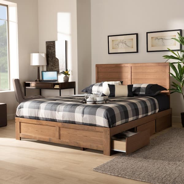 Baxton Studio Lisa Ash Walnut Full Platform Storage Bed 175 9425