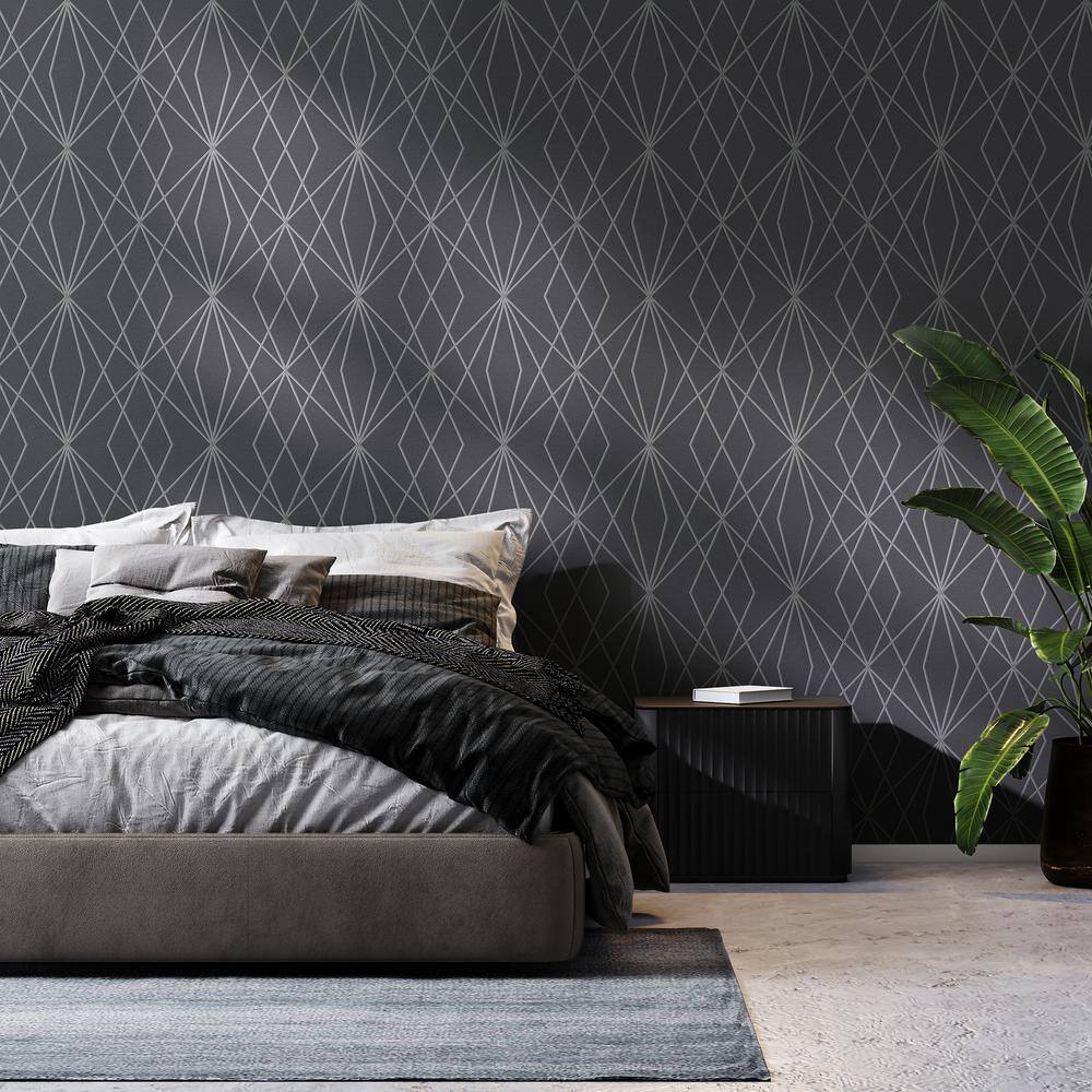 Large Scale Geometric Grey Vinyl Peel and Stick Wallpaper