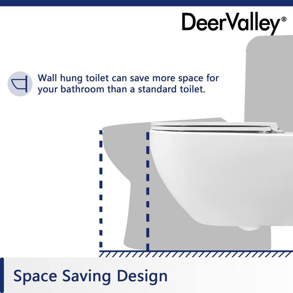 White Ceramic Elongated Wall Mounted Dual Flush Toilet