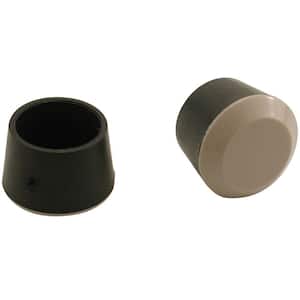 1-1/8 in. Black Rubber and Beige Plastic Leg Caps for Table, Chair, and Furniture Leg Floor Protection (4-Pack)