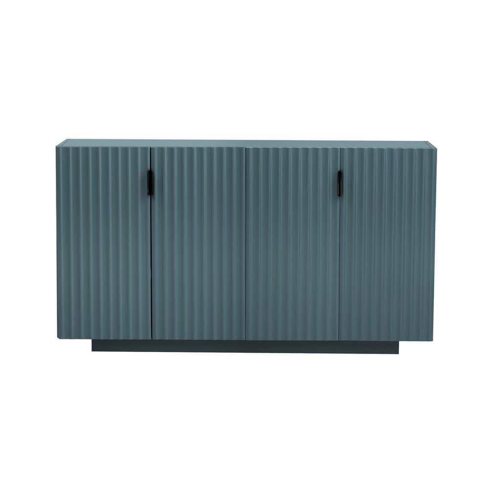 59.8 in. W x 15.7 in. D x 33.4 in. H Green Wood Linen Cabinet with Wavy Doo