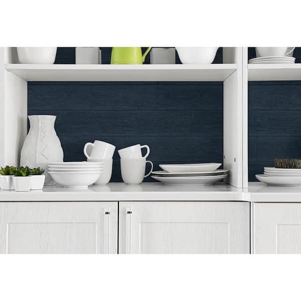Luxe Haven Denim Blue Rustic Shiplap Peel and Stick Wallpaper (Covers 40.5 sq. ft.)