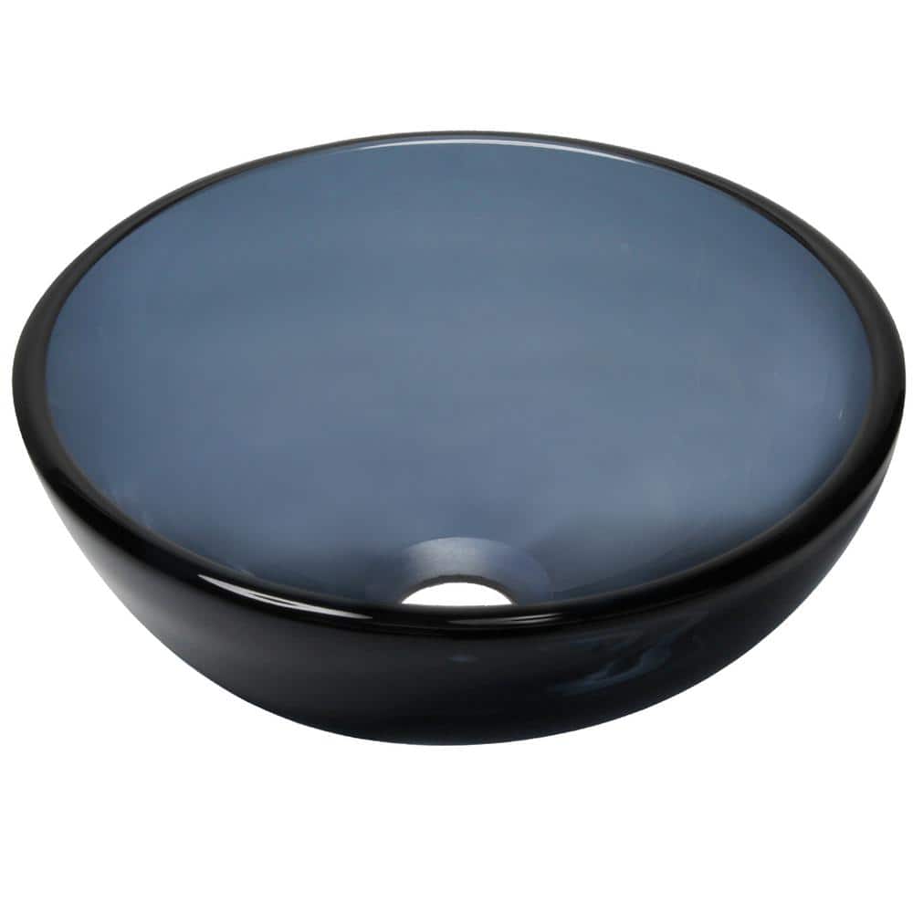 12-Inch Clear Grey Tempered Glass Vessel Sink